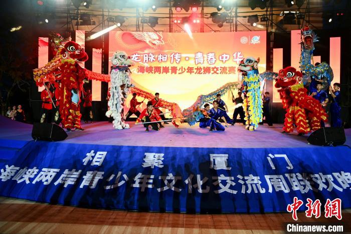 兩岸青少年同臺呈現(xiàn)龍獅表演?！⊥鯑|明 攝