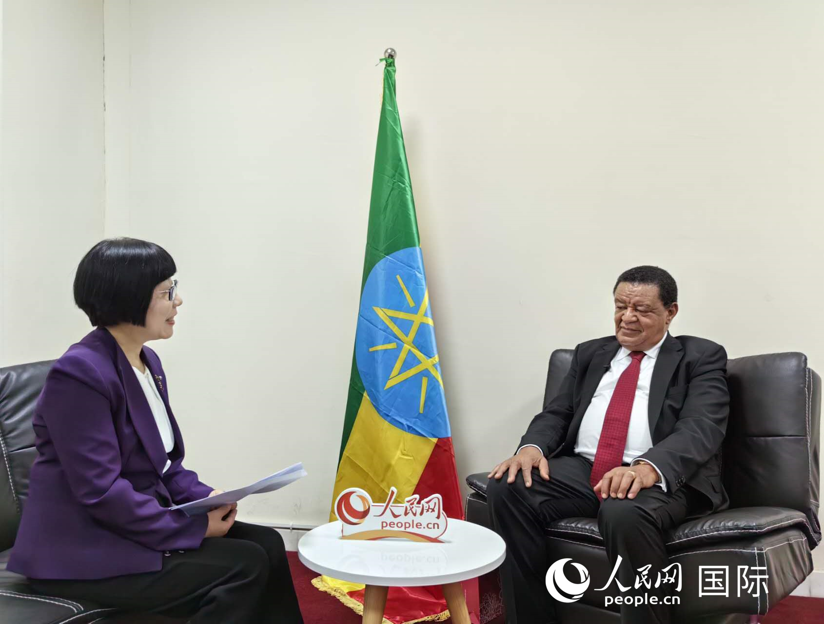 穆拉圖·特肖梅接受人民網(wǎng)記者唐維紅采訪。人民網(wǎng)記者 陳星星攝