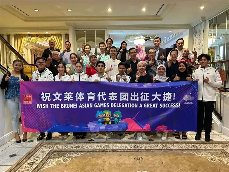 肖建國大使同參加歡送儀式的文方嘉賓、代表團(tuán)成員等合影留念。圖片由使館提供