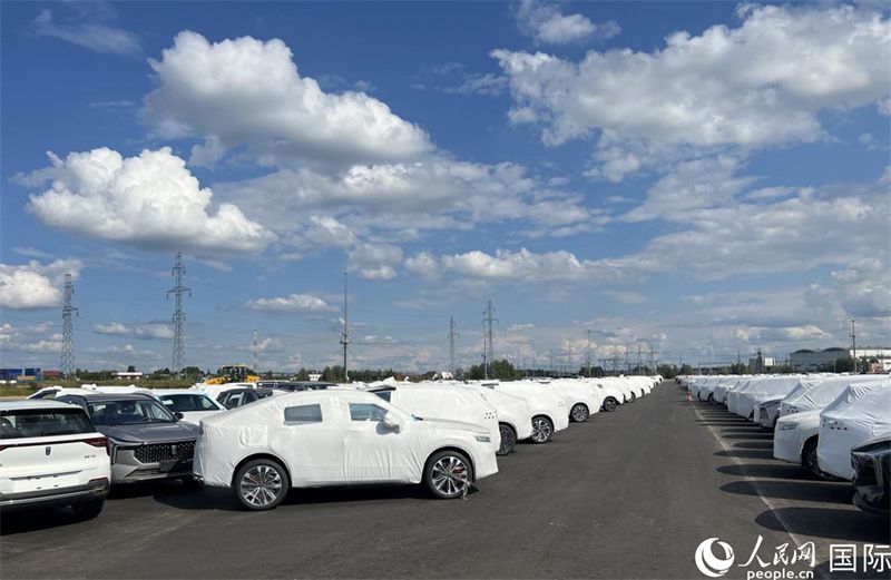 莫斯科別雷拉斯特物流中心內(nèi)的中國品牌汽車。人民網(wǎng)記者 申佳平攝