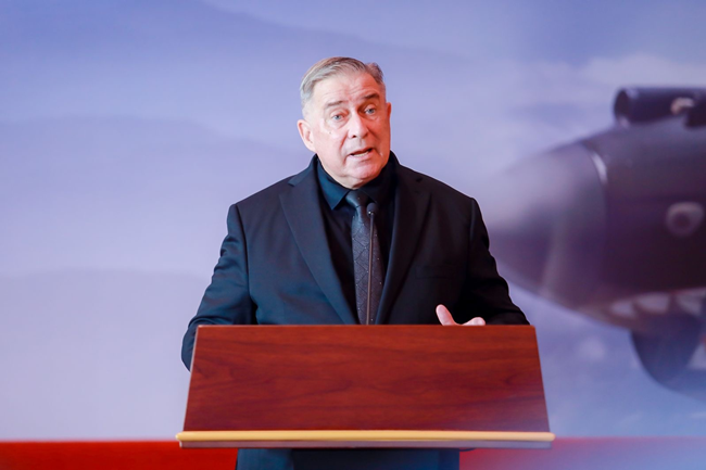 2023年10月30日，美中航空遺產(chǎn)基金會主席杰弗里·格林在中國人民抗日戰(zhàn)爭紀(jì)念館的活動中發(fā)表講話。中國人民對外友好協(xié)會供圖