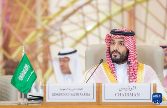 11月10日，在沙特首都利雅得，沙特阿拉伯王儲兼首相穆罕默德·本·薩勒曼在首屆沙特阿拉伯-非洲峰會上講話。新華社發(fā)（沙特通訊社供圖）