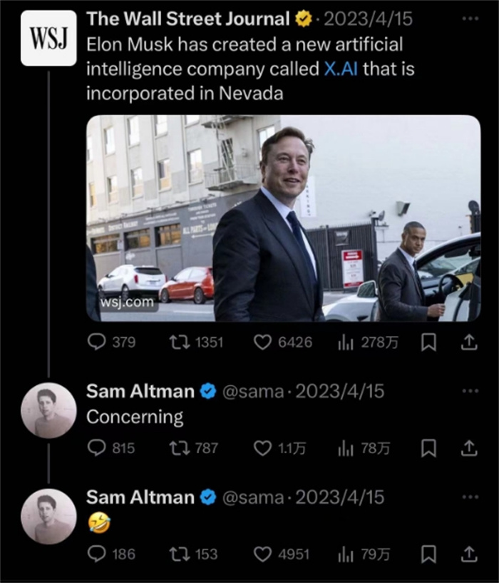 奧特曼社交媒體截圖。