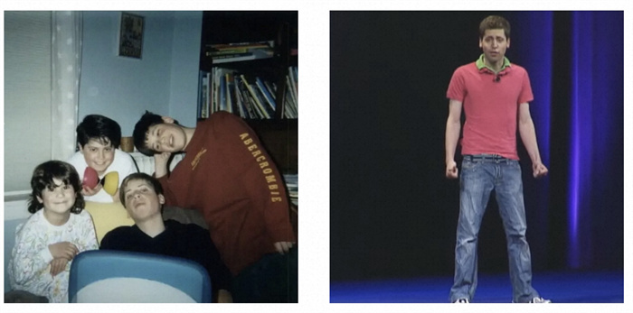 左為童年奧特曼與兄弟姐妹的合影。右為23歲時的奧特曼。圖源：Youtube