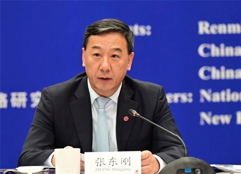 中國人民大學黨委書記、國家發(fā)展與戰(zhàn)略研究院理事長張東剛作論壇開幕致辭。主辦方供圖