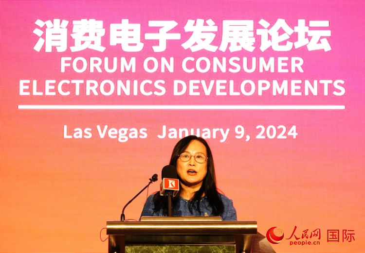 中國機(jī)電產(chǎn)品進(jìn)出口商會副會長劉春致辭。人民網(wǎng)記者 鄧圩攝