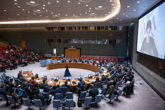 這是2023年11月20日在位于紐約的聯(lián)合國(guó)總部拍攝的安理會(huì)“共同發(fā)展促進(jìn)持久和平”公開辯論會(huì)現(xiàn)場(chǎng)。中國(guó)作為輪值主席，倡議聯(lián)合國(guó)安理會(huì)20日舉行主題為“共同發(fā)展促進(jìn)持久和平”的公開辯論會(huì)。新華社發(fā)（聯(lián)合國(guó)供圖/埃斯金德·德貝卜攝）