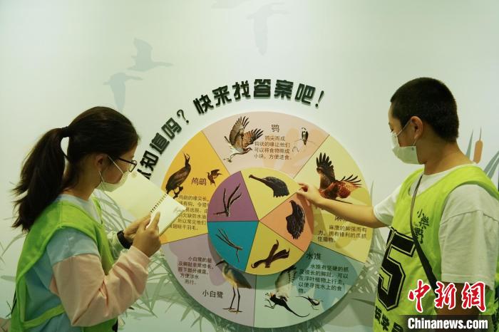 圖為小朋友在青海西寧湟水國家濕地公園科普館內(nèi)參觀學(xué)習(xí)?！●R銘言 攝