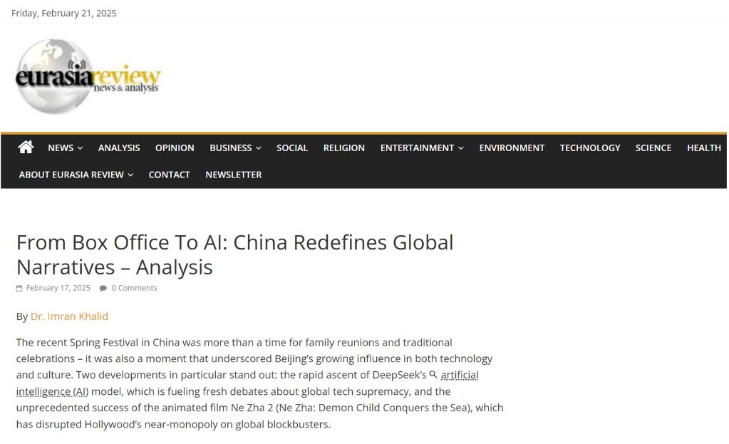 外媒:從DeepSeek到《哪吒2》 中國(guó)不斷突破科技創(chuàng)新與藝術(shù)創(chuàng)造極限_fororder_圖片1.png123