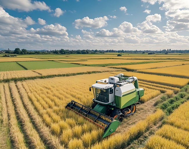 河南省信陽(yáng)市羅山縣水稻種植戶抓住有利天氣搶收水稻。黃錢錢攝