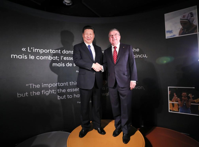 2017年1月18日，習(xí)近平主席在位于瑞士洛桑的國際奧林匹克博物館會見時任國際奧林匹克委員會主席巴赫。