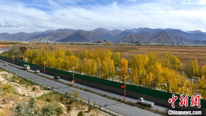 從拉薩北面看拉魯濕地和布達(dá)拉宮?！〗w波 攝