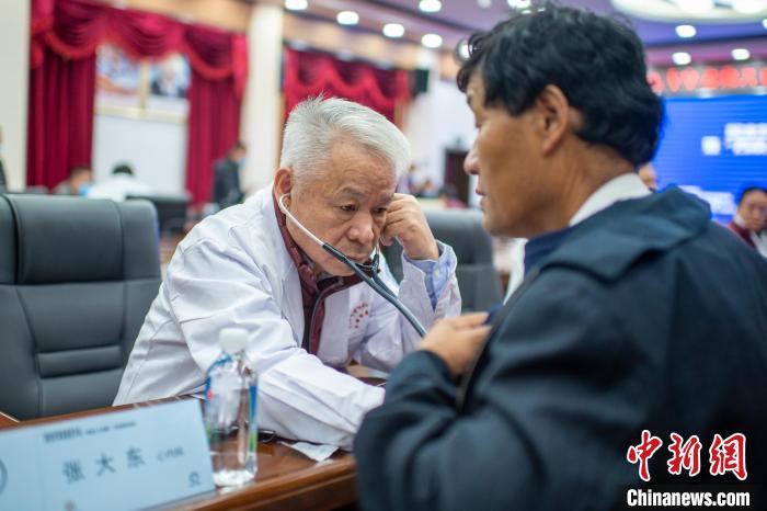 圖為專家團隊在日喀則市開展義診活動?！〉┰雠?攝